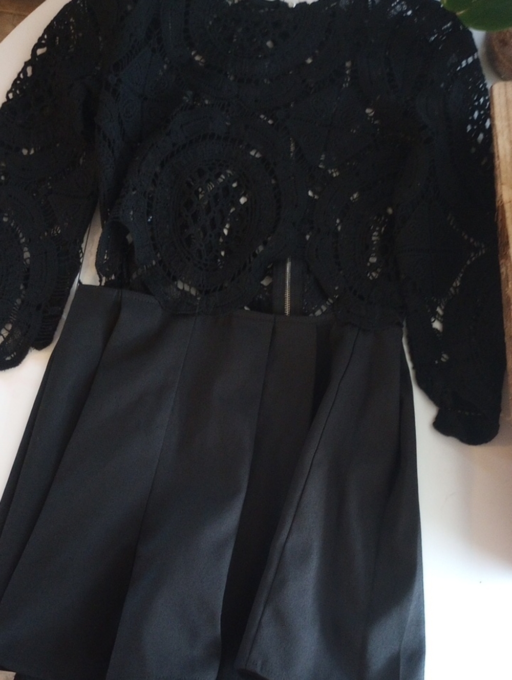 Charlotte Russe Black Lace Overlay With Attached Pleated Shorts